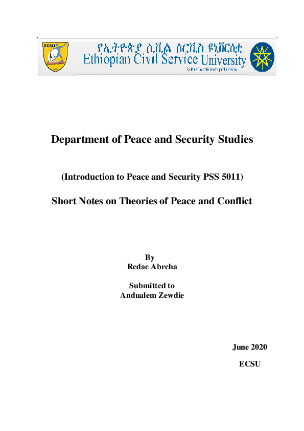 (PDF) Short Notes on Theories of Peace and Conflict
