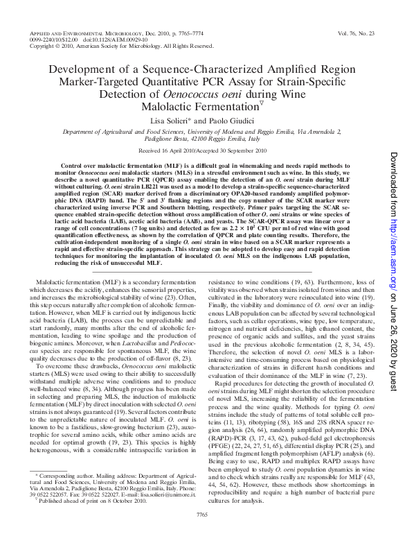 (PDF) Development of a sequence characterized amplified region (SCAR ...