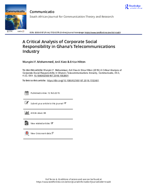  PDF A Critical Analysis Of Corporate Social Responsibility In Ghana s 