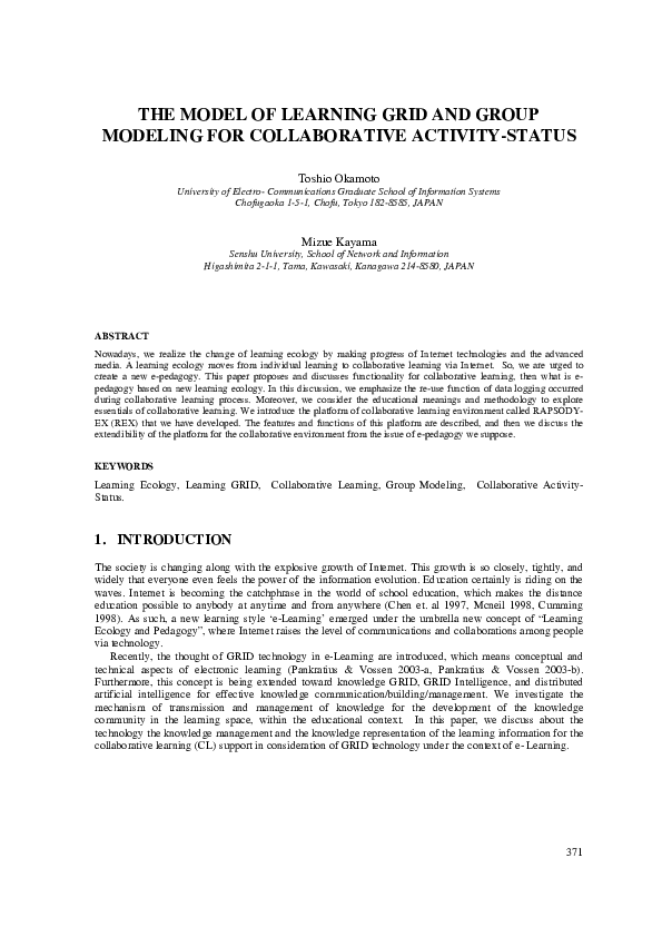 (PDF) The Model of Learning Grid and Group Modeling for Collaborative ...