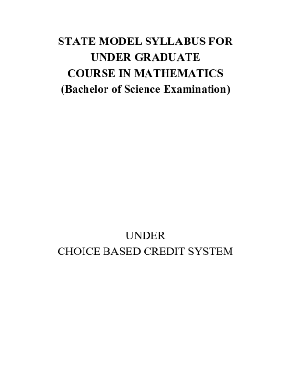 PDF) STATE MODEL SYLLABUS FOR UNDER GRADUATE COURSE IN MATHEMATICS