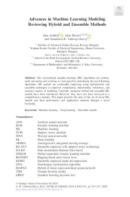 (PDF) Advances in Machine Learning Modeling Reviewing Hybrid and ...