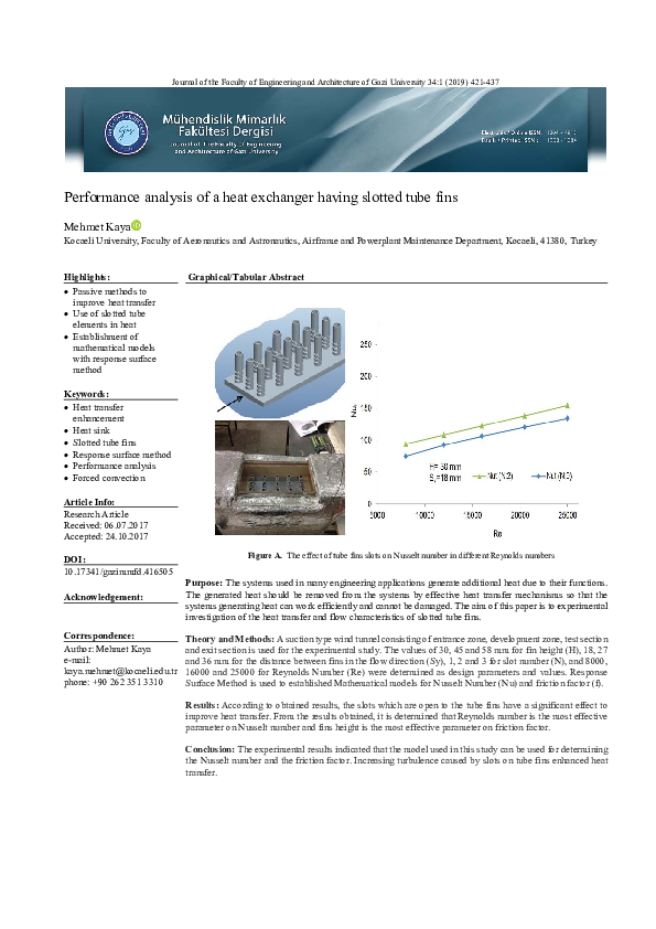 (PDF) Performance analysis of a heat exchanger having slotted tube fins
