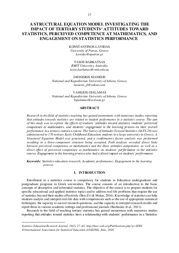 (PDF) A STRUCTURAL EQUATION MODEL INVESTIGATING THE IMPACT OF TERTIARY ...