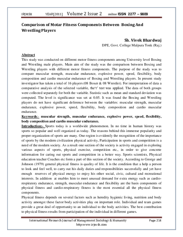 (PDF) Comparison of Motar Fitness Components Between Boxing And ...