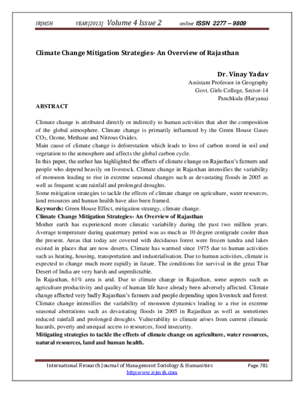 Pdf Climate Change Mitigation Strategies An Overview Of Rajasthan Pdf Climate Change Mitigation Strategies An Overview Of Rajasthan