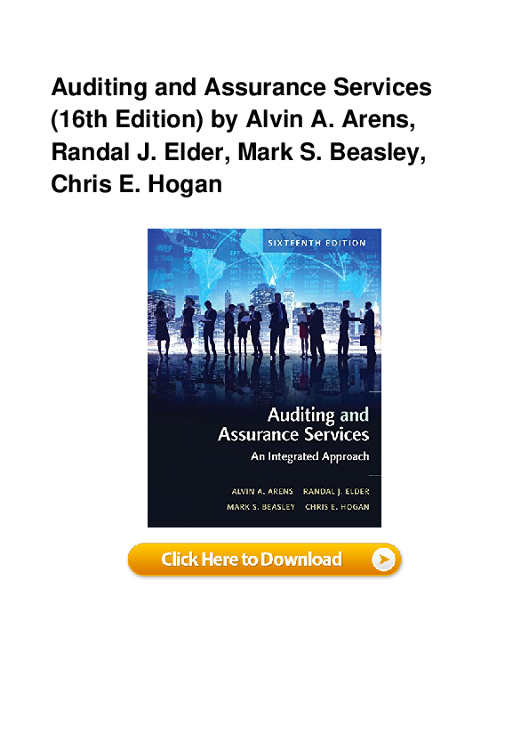 (PDF) Auditing and Assurance Services (16th Edition) by Alvin A. Arens