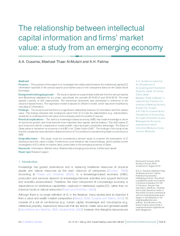 (PDF) The relationship between intellectual capital information and ...