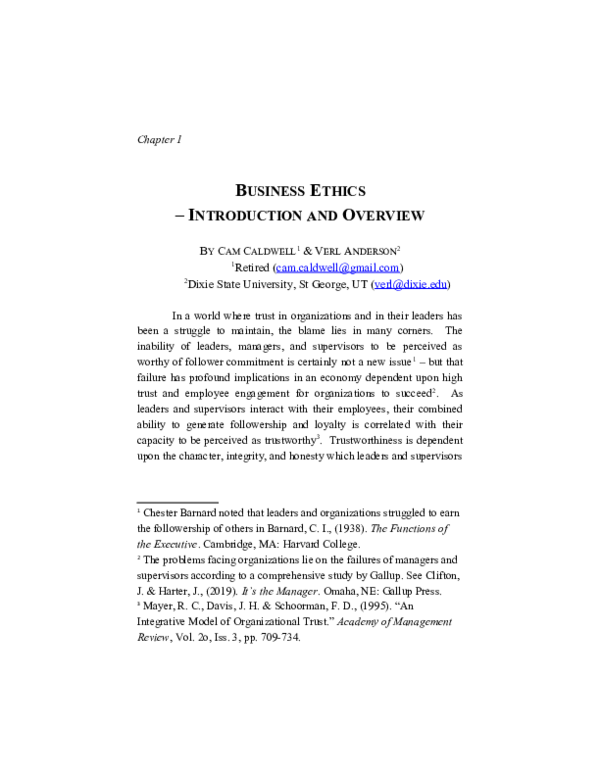 (DOC) Chapter 1 - Business Ethics Overview