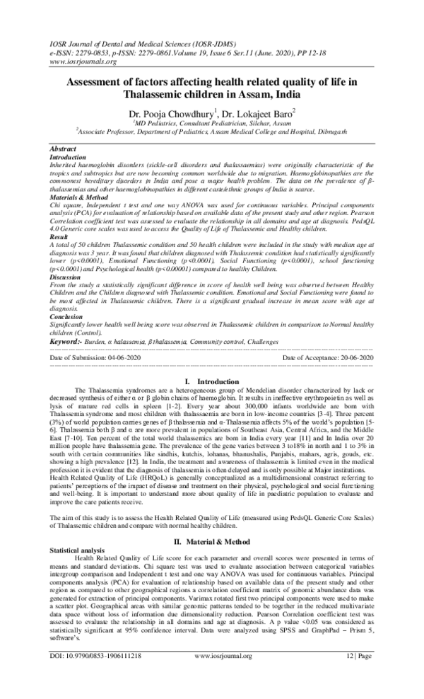 (PDF) Assessment of factors affecting health related quality of life in ...