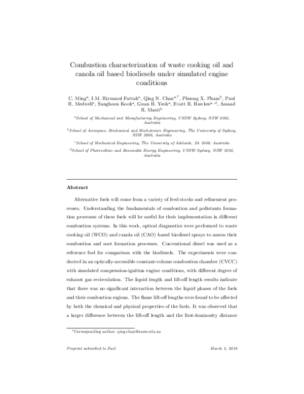 (PDF) Combustion characterization of waste cooking oil and canola oil ...