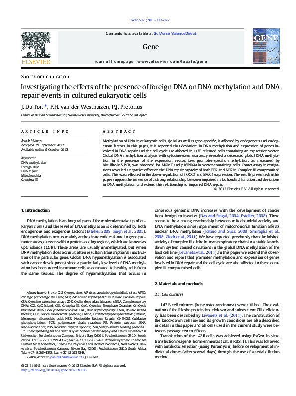 (PDF) Investigating the effects of the presence of foreign DNA on DNA ...