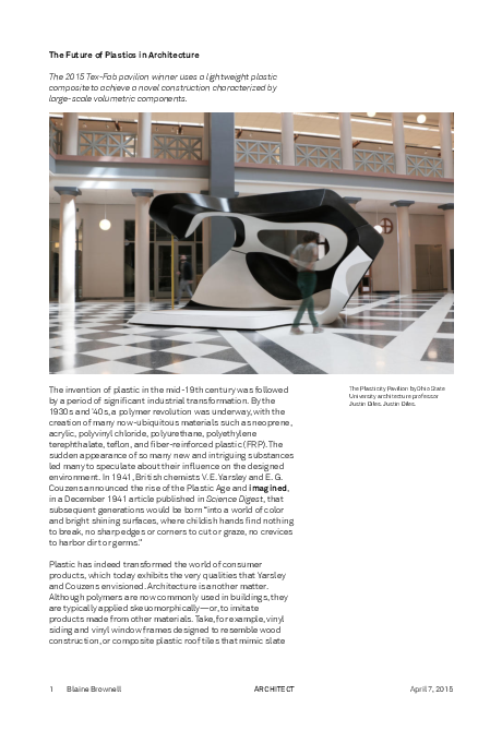 (PDF) The Future of Plastics in Architecture