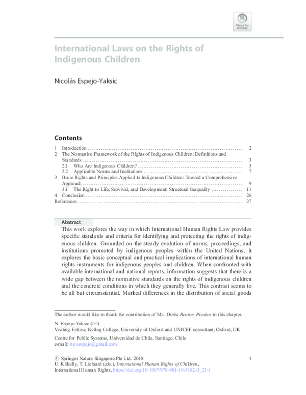 (PDF) International Laws on the Rights of Indigenous Children