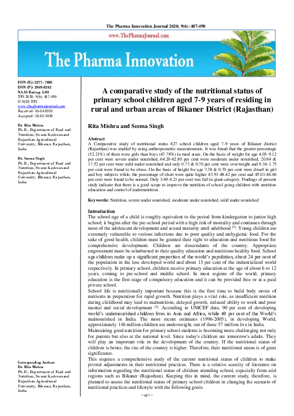 (PDF) A comparative study of the nutritional status of primary school ...