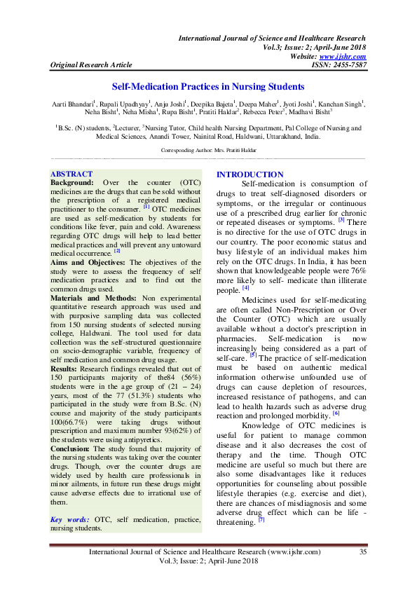 pdf self medication practices in nursing students