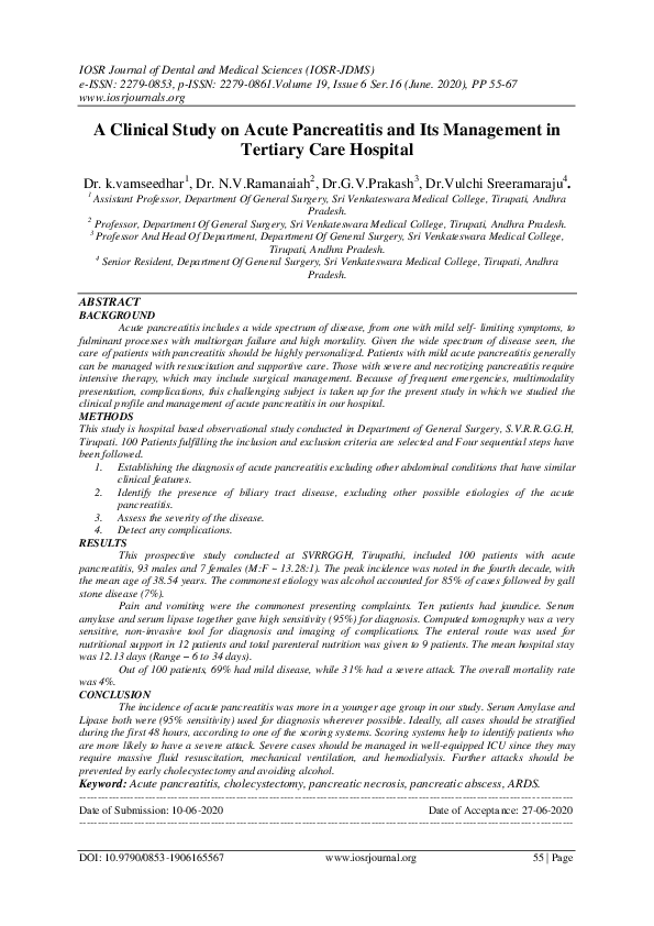 (PDF) A Clinical Study on Acute Pancreatitis and Its Management in ...