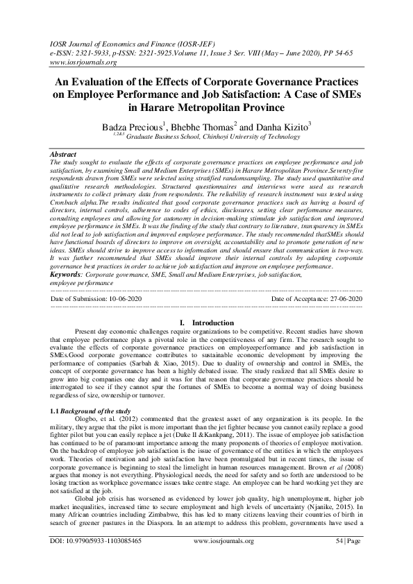 (PDF) An Evaluation of the Effects of Corporate Governance Practices on ...
