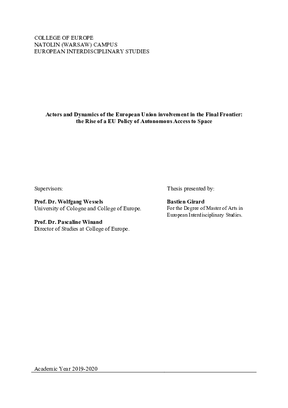 (PDF) Actors and Dynamics of the European Union involvement in the ...