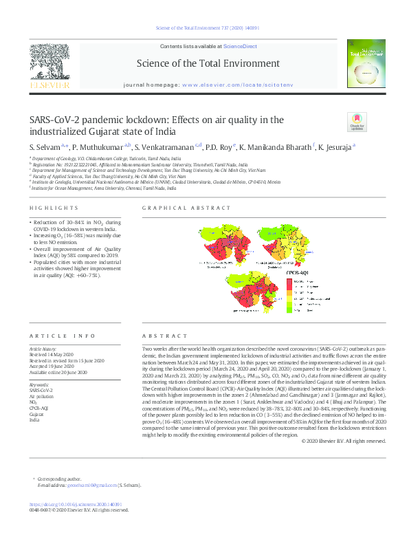 (PDF) SARS-CoV-2 pandemic lockdown: Effects on air quality in the ...