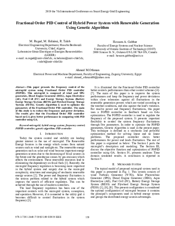 (PDF) Fractional Order PID Control of Hybrid Power System with ...