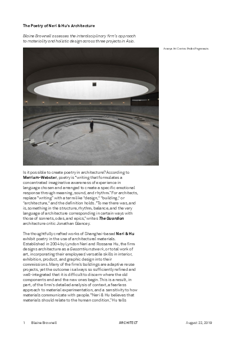 (PDF) The Poetry of Neri & Hu's Architecture