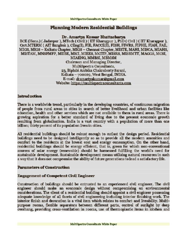 (PDF) Planning Modern Residential Buildings