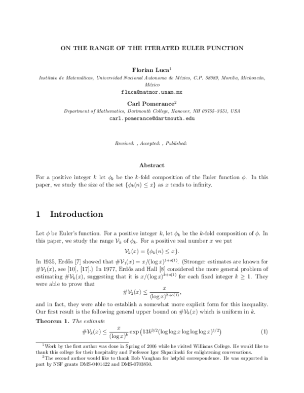 (PDF) On the Range of the Iterated Euler Function