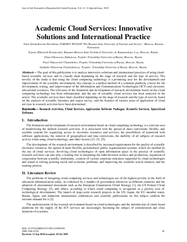 (PDF) Academic Cloud Services: Innovative Solutions and International ...