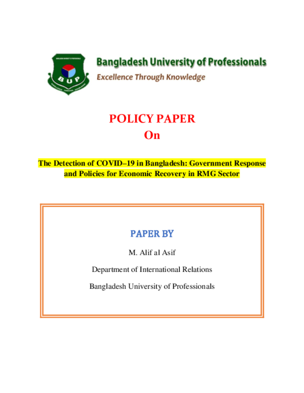 (PDF) The Detection of COVID-19 in Bangladesh: Government Response and ...