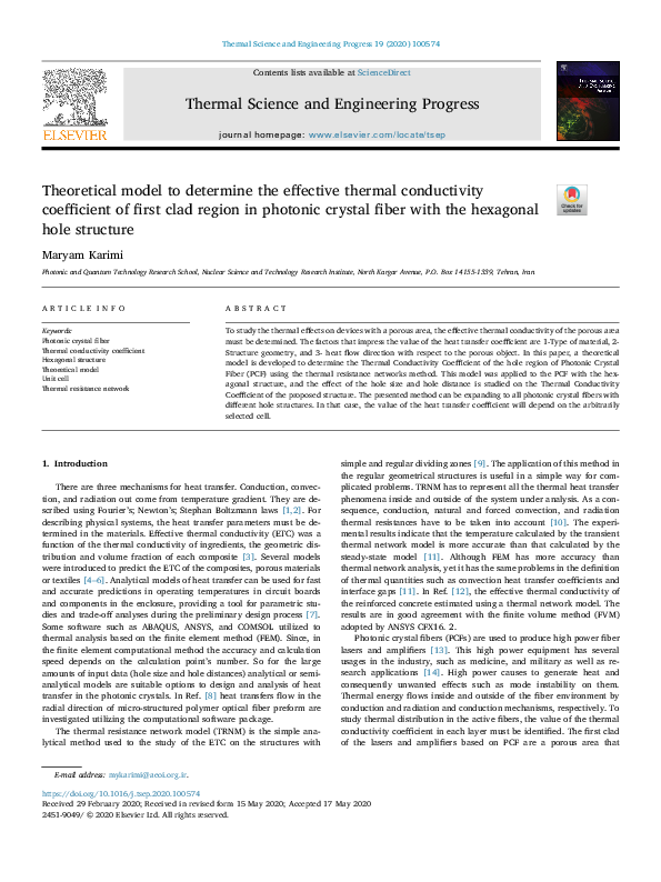 (PDF) Theoretical model to determine the effective thermal conductivity ...