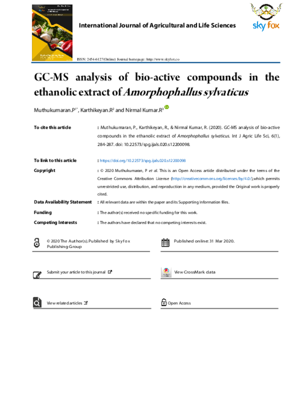 (PDF) GC-MS analysis of bio-active compounds in the ethanolic extract ...