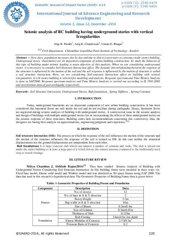 (PDF) Seismic analysis of RC building having underground stories with ...