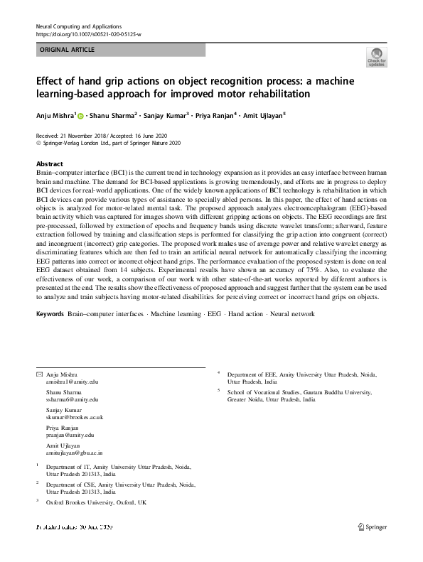 (PDF) Effect of hand grip actions on object recognition process: a ...