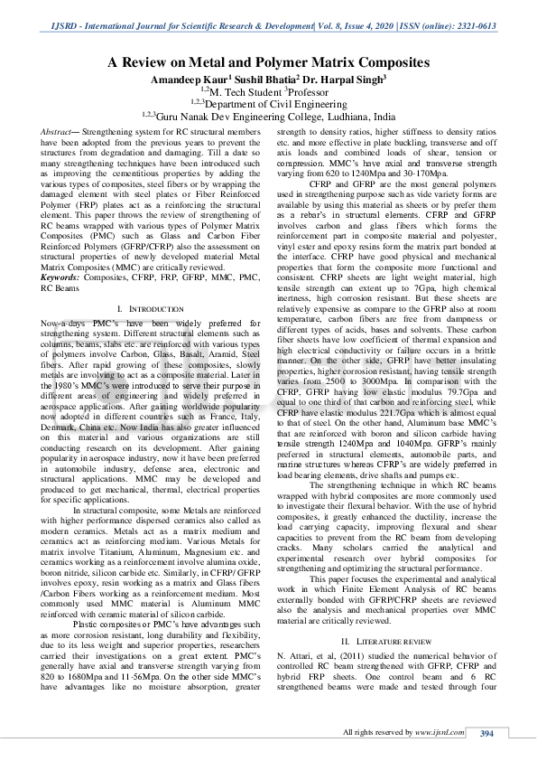 (PDF) A Review on Metal and Polymer Matrix Composites