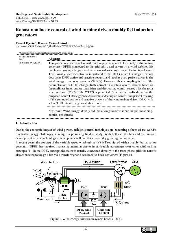 (PDF) Robust nonlinear control of wind turbine driven doubly fed ...