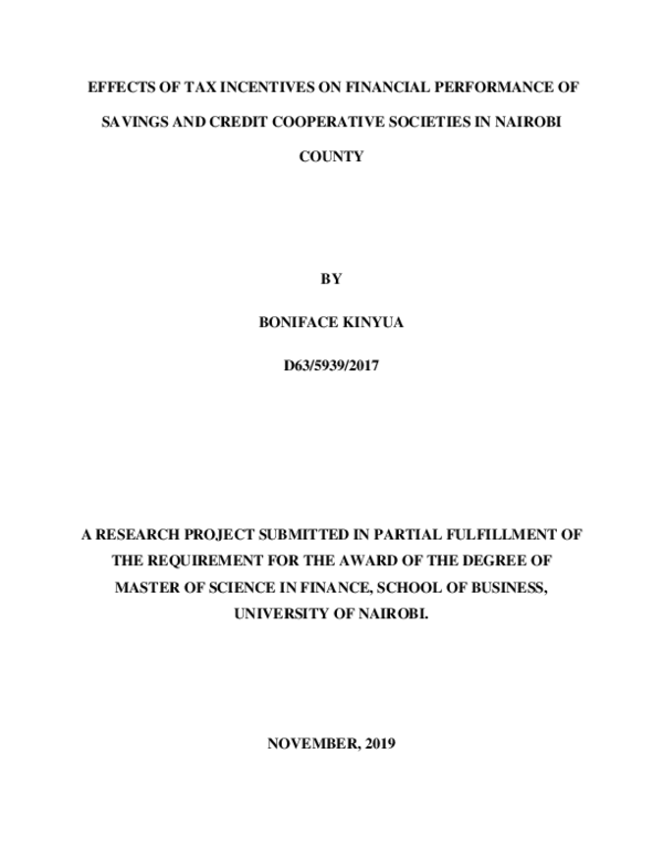 (PDF) EFFECTS OF TAX INCENTIVES ON FINANCIAL PERFORMANCE OF SAVINGS AND ...