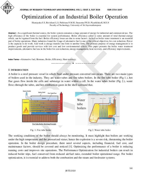 (PDF) Optimization of an Industrial Boiler Operation