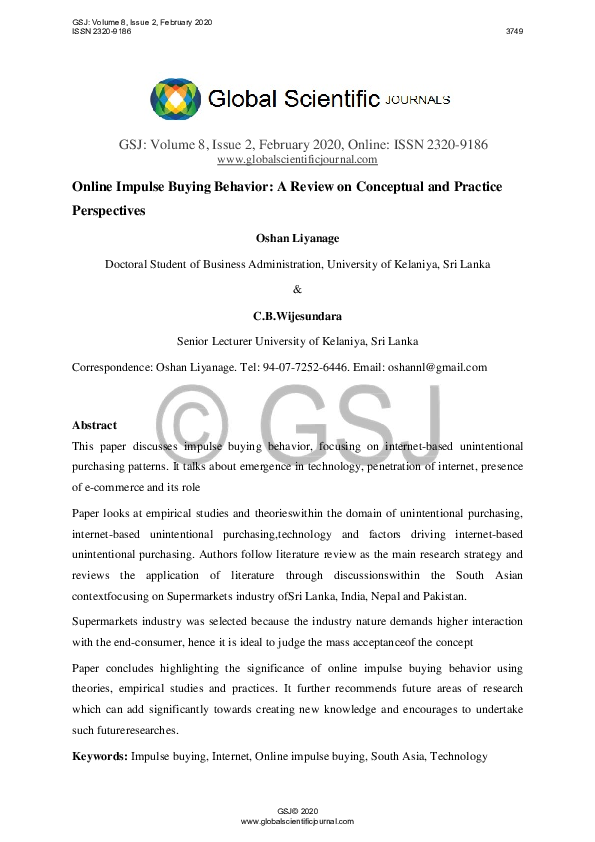 (PDF) Online Impulse Buying Behavior: A Review on Conceptual and ...