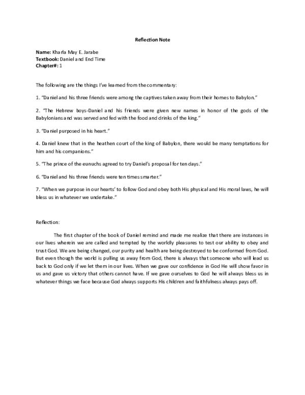 (DOC) Reflection Note