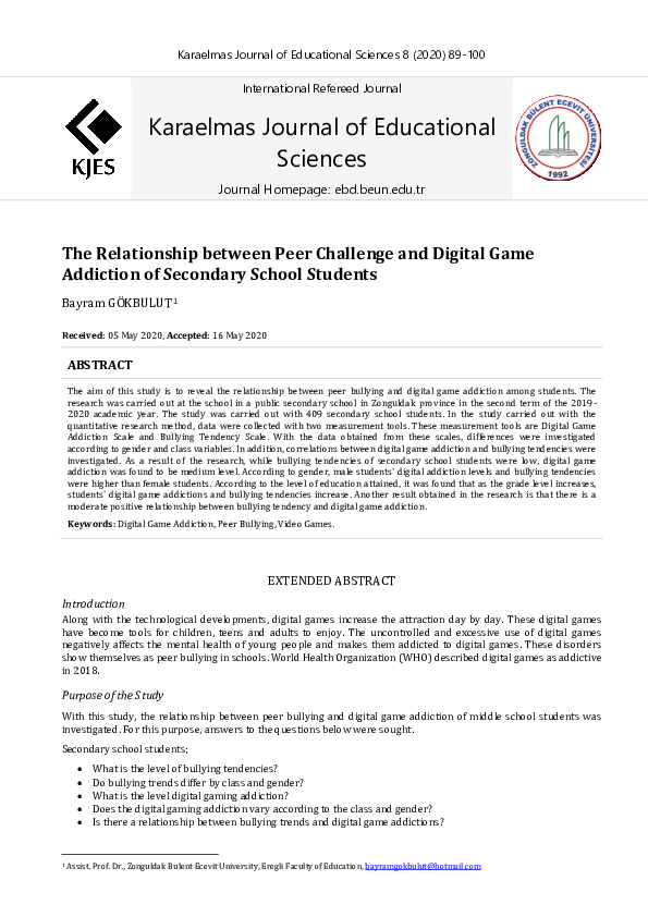 (PDF) The Relationship between Peer Challenge and Digital Game ...