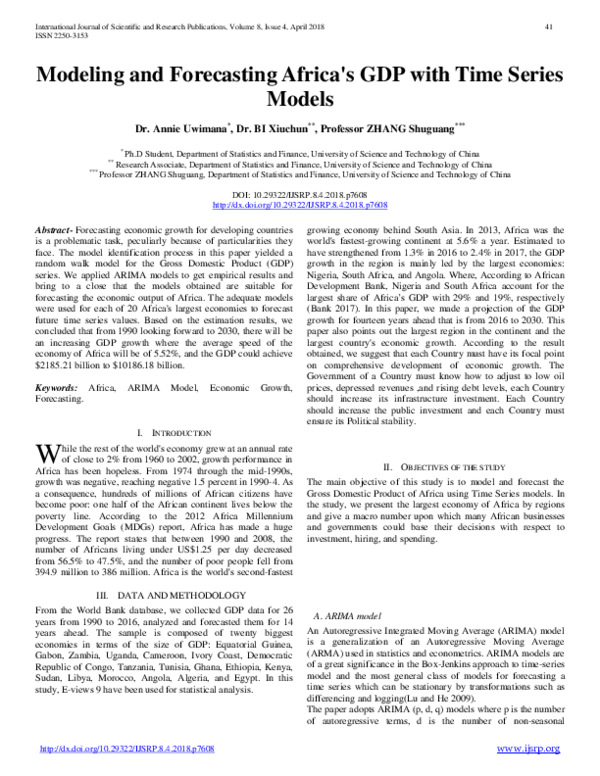 (PDF) Modeling and Forecasting Africa's GDP with Time Series Models