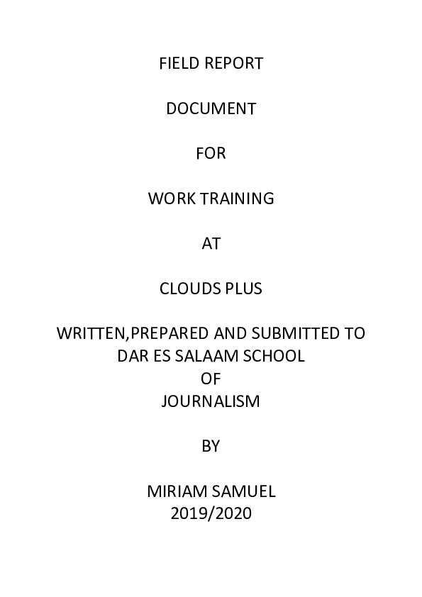 (DOC) FIELD REPORT DOCUMENT FOR WORK TRAINING AT CLOUDS PLUS WRITTEN ...