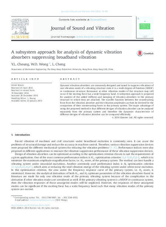(PDF) A subsystem approach for analysis of dynamic vibration absorbers ...