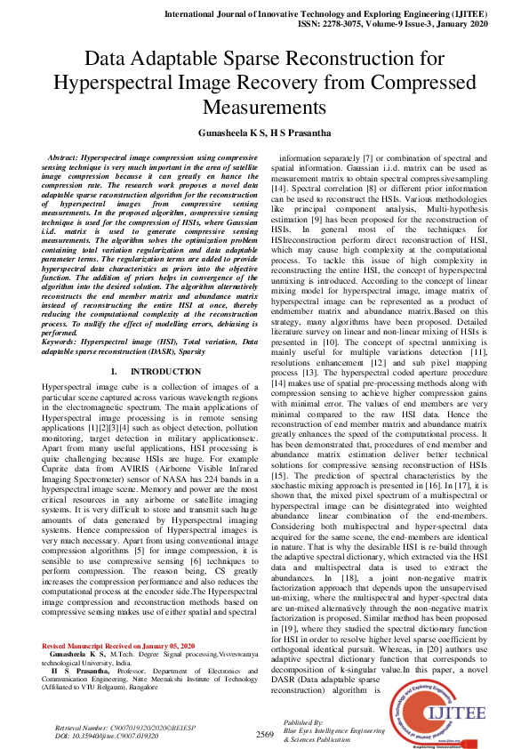 (PDF) Data Adaptable Sparse Reconstruction for Hyperspectral Image ...