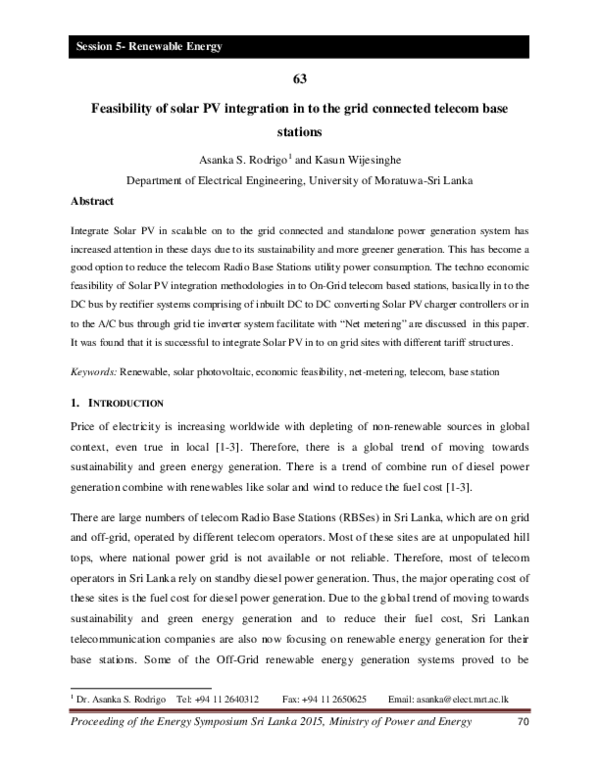 (PDF) Feasibility of solar PV integration in to the grid connected ...