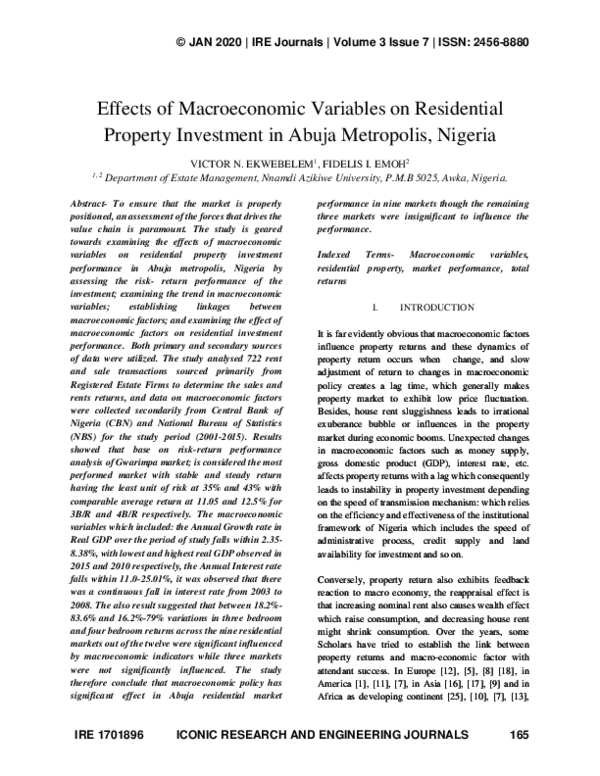 (PDF) Effects of Macroeconomic Variables on Residential Property ...