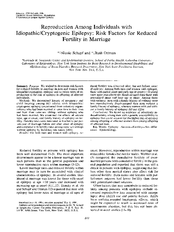 (PDF) Reproduction Among Individuals with Idiopathic/Cryptogenic ...
