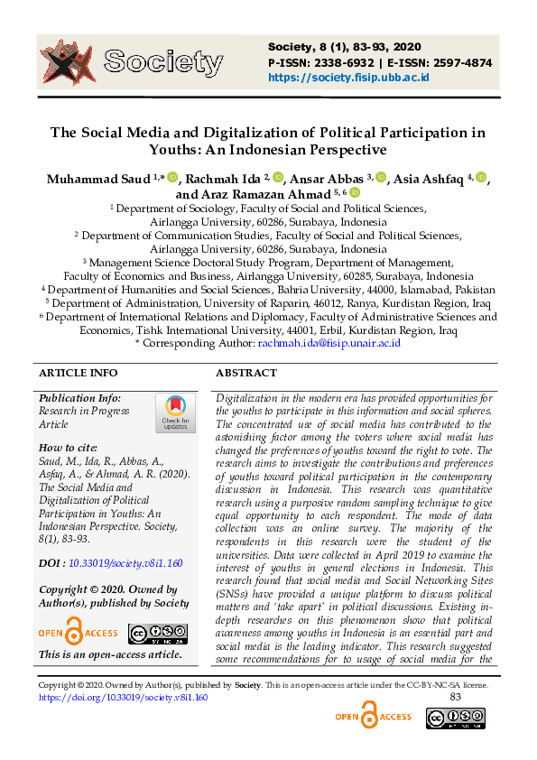 (PDF) The Social Media and Digitalization of Political Participation in ...
