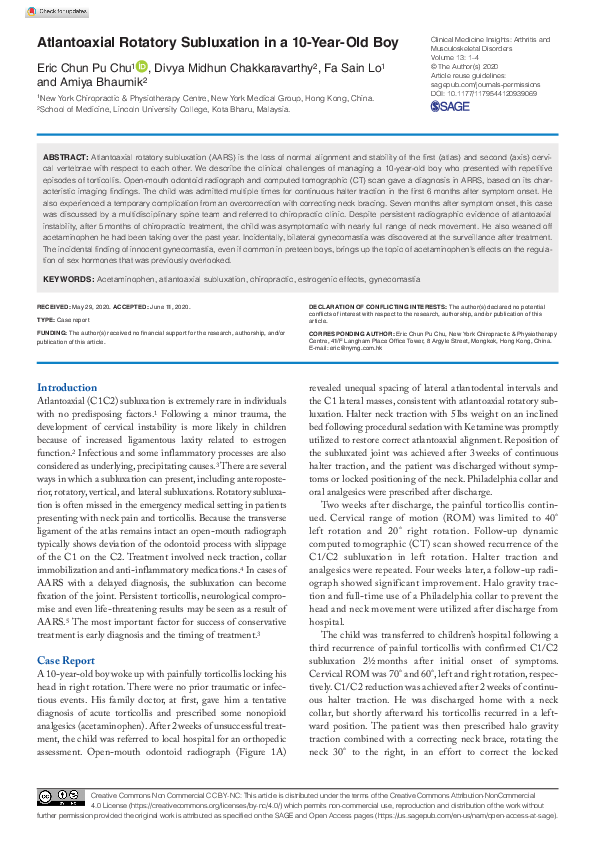 (PDF) Atlantoaxial Rotatory Subluxation in a 10-Year-Old Boy